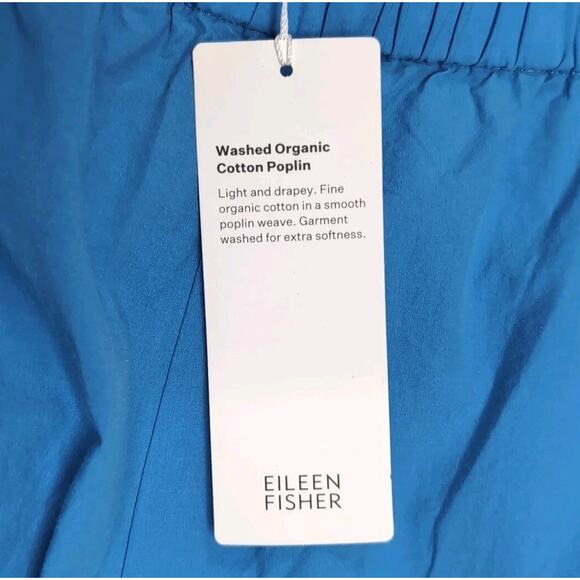 Eileen Fisher Wide Leg Crop Pant Size L Calypso Blue Organic Cotton Poplin NWT - Picture 7 of 15
